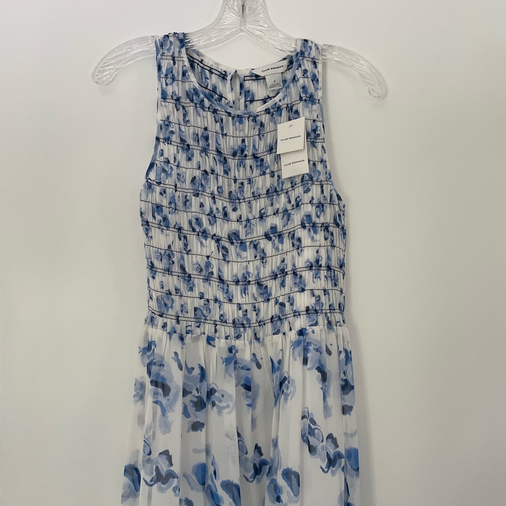 Club Monaco Blue and White Midi Dress